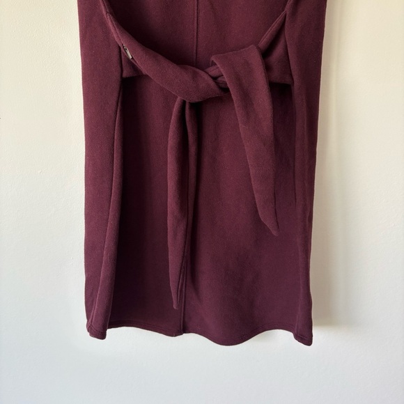 Athleta Embrace Sweater Dress Burgundy Belted Tie Waist Athleisure Short Sleeve - Picture 6 of 11
